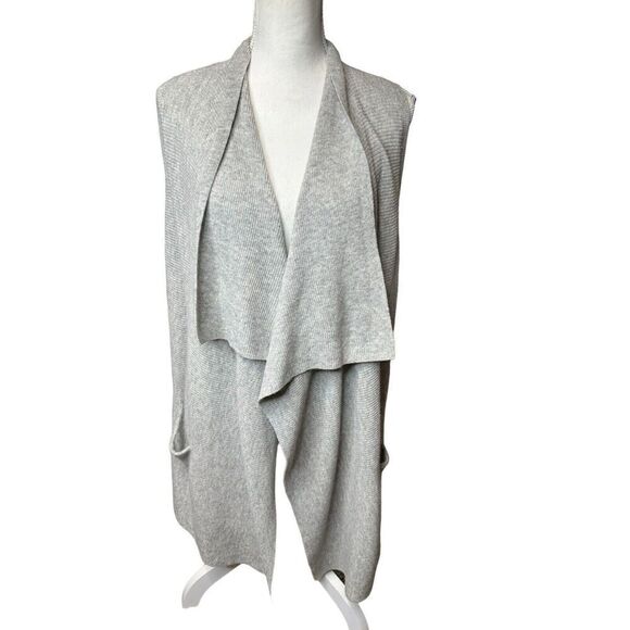Vince Sweater Vest Women’s Heather Gray 100% Cashmere Wool Long Open Front Sz M - Picture 1 of 5